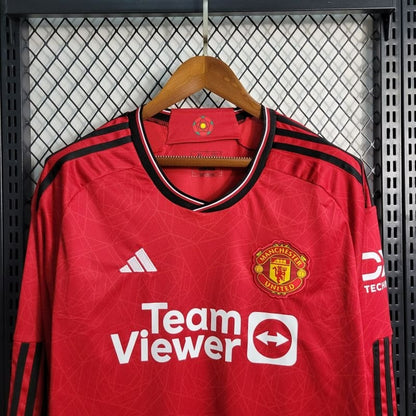 Camisa Manga Longa Vermelha Home Manchester United - 23/24