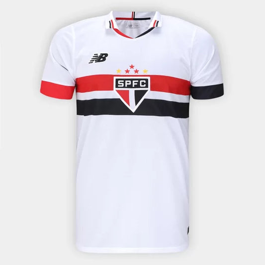 Camisa São Paulo I 24/25 s/n° Torcedor New Balance Masculina - Branco+Vermelho