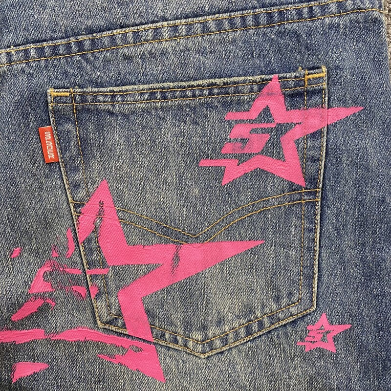 Calça Jeans Sp5der Pink Stars