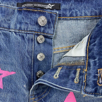 Calça Jeans Sp5der Pink Stars