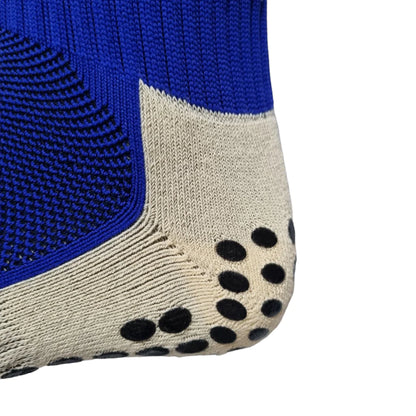 Meias Futebol Antiderrapante Cano Baixo - Azul escuro com bolhas em preto e no branco