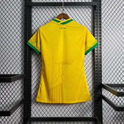 Camisa Feminina Brasil Amarela Cristo Redentor