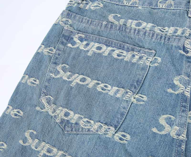 Calça Supreme Frayed Logos Regualr Jean 'Blue'