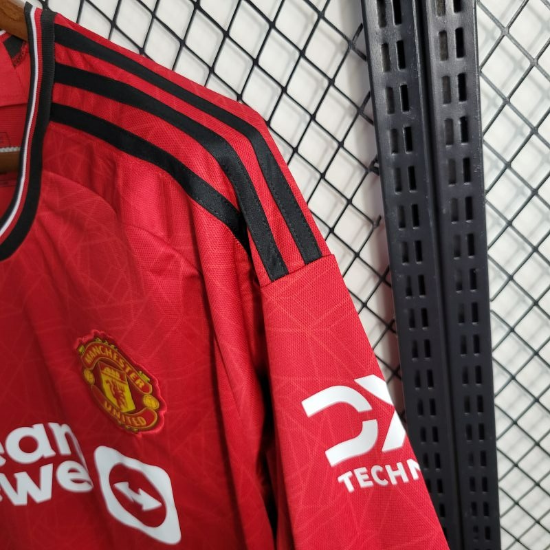Camisa Manga Longa Vermelha Home Manchester United - 23/24