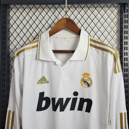 Camisa Manga Longa Branca Retro Real Madrid 11/12
