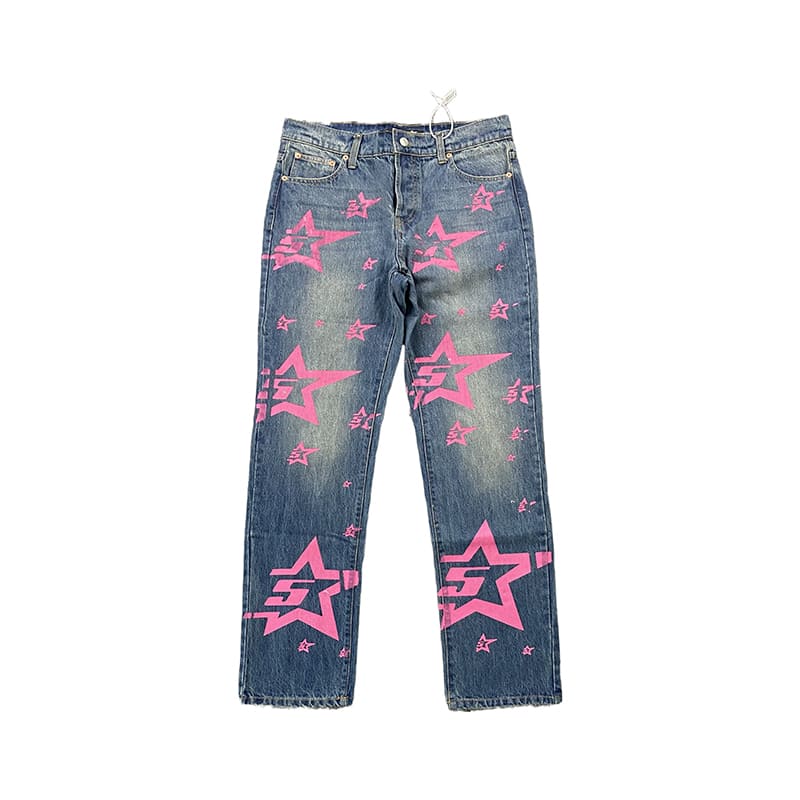 Calça Jeans Sp5der Pink Stars