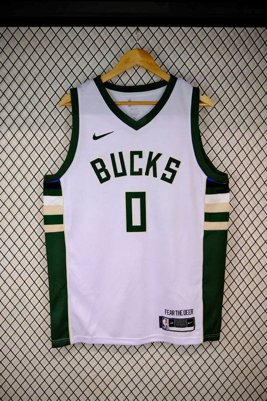 Regata NBA Milwaukee Bucks Lillard 23/24 Association Edition Branca