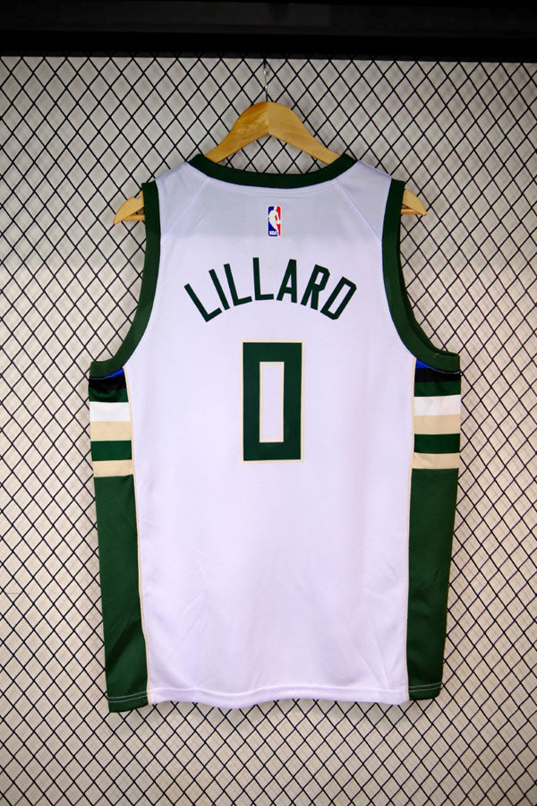Regata NBA Milwaukee Bucks Lillard 23/24 Association Edition Branca