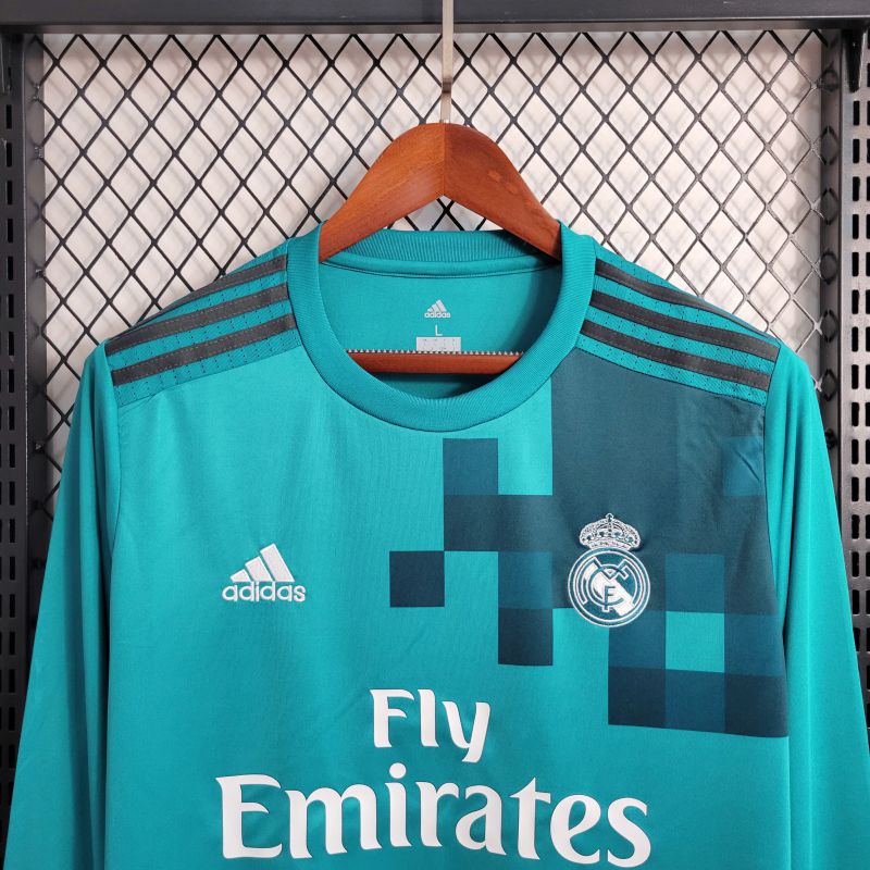 Camisa Manga Longa Azul Retro Real Madrid 17/18