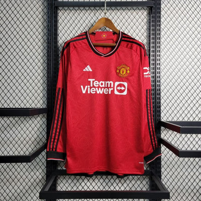 Camisa Manga Longa Vermelha Home Manchester United - 23/24