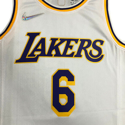 Regata NBA Los Angeles Lakers James n°6  Masculina - Branco+Amarelo