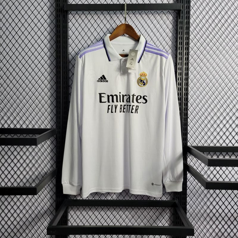 Camisa Branca Home Manga Longa Real Madrid - 22/23