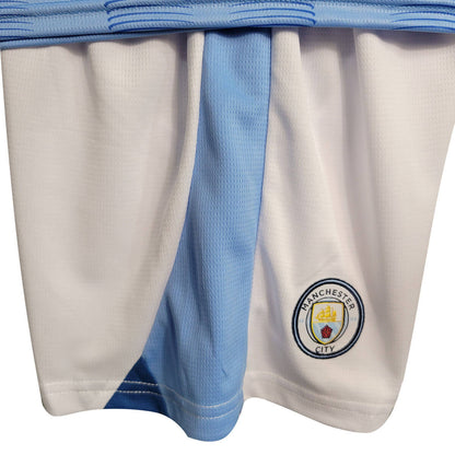 Kit Infantil Manchester City I 23/24 Unissex - Azul+Branco