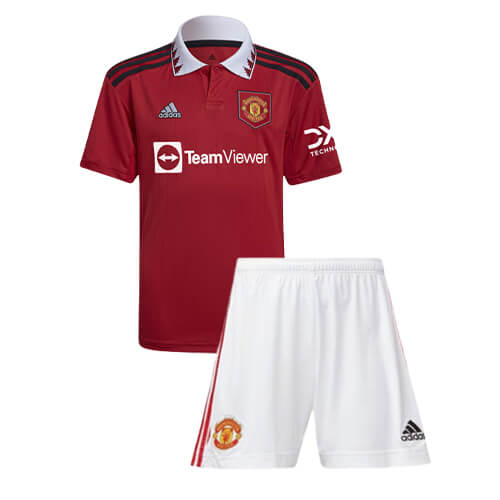 Kit Infantil Manchester United I 22/23 Unissex - Vermelho+Branco