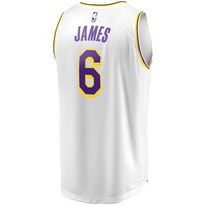 Regata NBA Los Angeles Lakers James n°6  Masculina - Branco+Amarelo